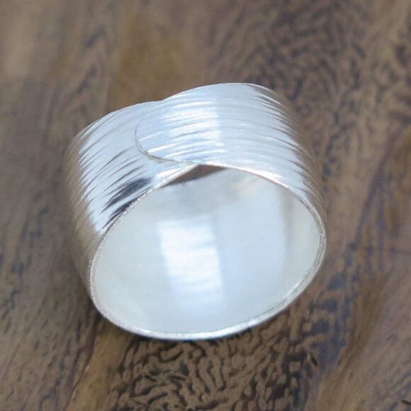 Handmade Textured Sterling Silver Wrap Ring - Picture 4 of 4